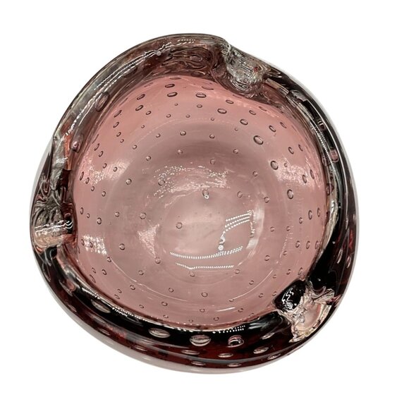 Art Glass Pink Bullicante Bowl / Ashtray With Controlled Bubbles 2.25"H x 3"W - Picture 5 of 7